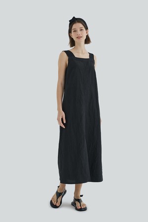 LINEN SLEEVELESS DRESS (BLACK)