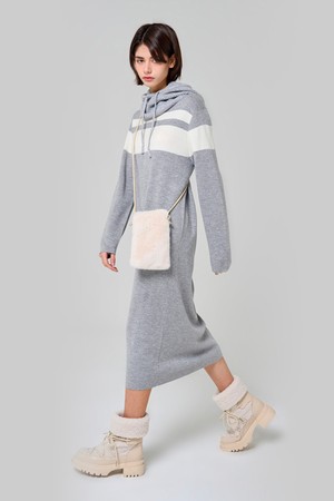 COLOR BLOCK KNIT DRESS (GRAY)