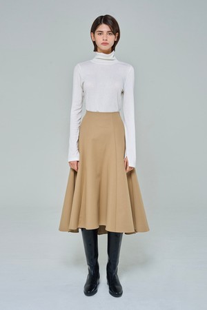 BANDING FLARE SKIRT(BEIGE)