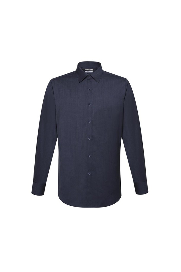 DAKS SHIRTS - 셔츠 - 울혼방 워셔블 스트레치 솔리드 셔츠 컴포트슬림핏 네이비