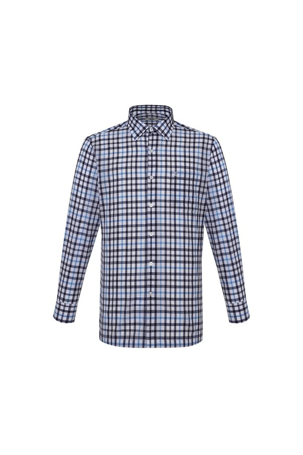 DAKS SHIRTS - 긴팔셔츠 - 울폴리 스몰체크 캐쥬얼 셔츠 레귤러핏 블루