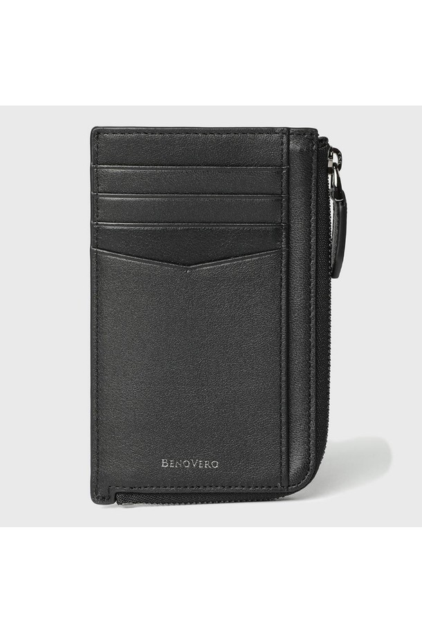 BENOVERO - 악세서리 - [베노베로] 알렉스 소프트 엠보 소가죽 지퍼 카드지갑 Cardholder 4cc black (BJF1ACP5205K1)