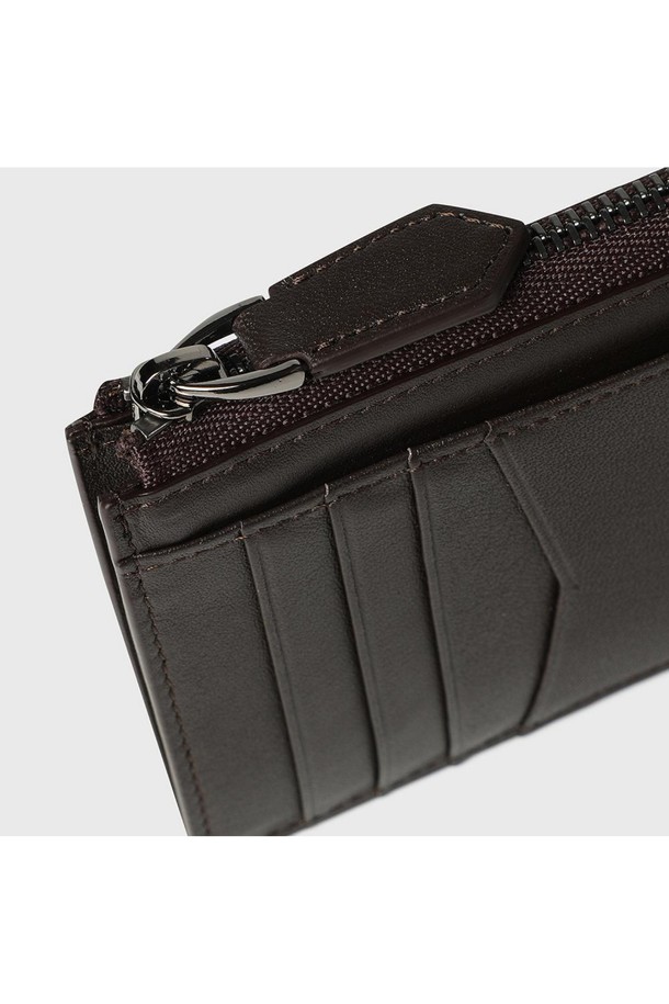 BENOVERO - 악세서리 - [베노베로] 알렉스 소프트 엠보 소가죽 지퍼 카드지갑 Cardholder 4cc brown (BJF1ACP5205W1)