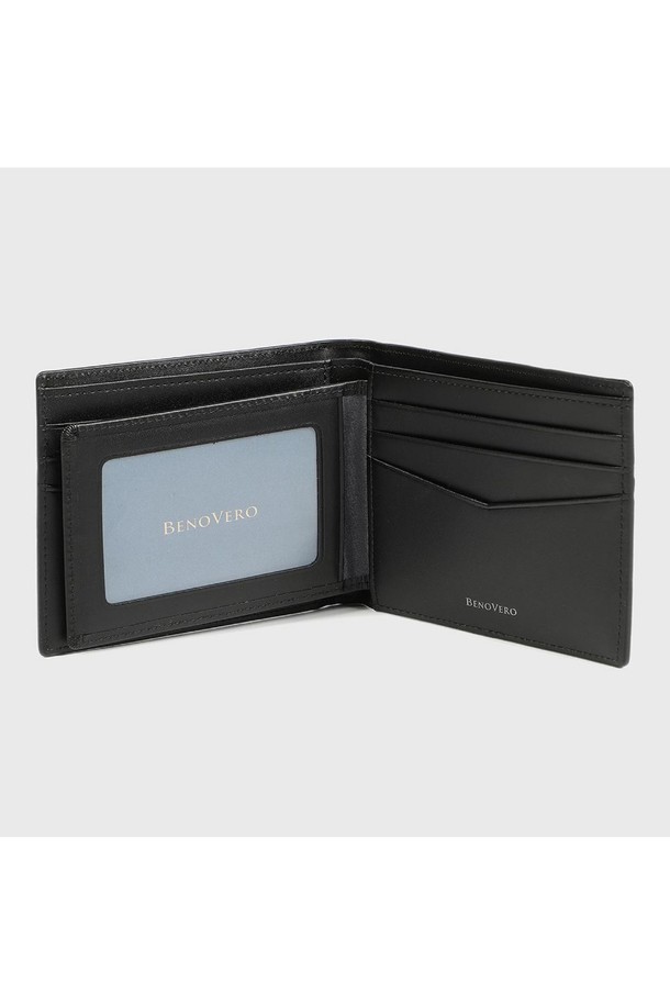 BENOVERO - 악세서리 - [베노베로] 에드가 체크 소가죽 반지갑 Billfold Wallet 9cc green (BJG1ACP2203E1)