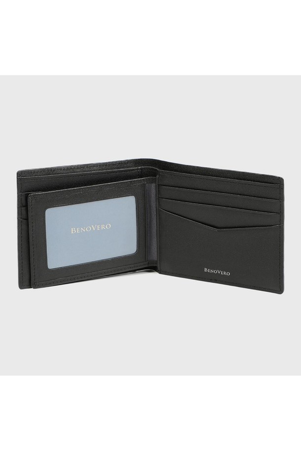 BENOVERO - 악세서리 - [베노베로] 알렉스 소프트 엠보 소가죽 반지갑 Billfold Wallet 9cc black (BJG1ACP2201K1)