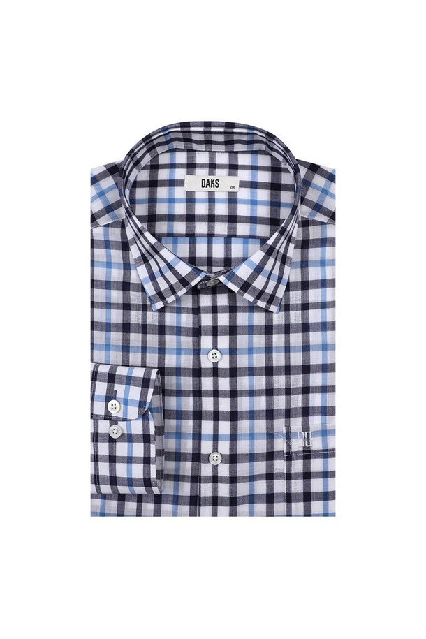 DAKS SHIRTS - 긴팔셔츠 - 울폴리 스몰체크 캐쥬얼 셔츠 레귤러핏 블루
