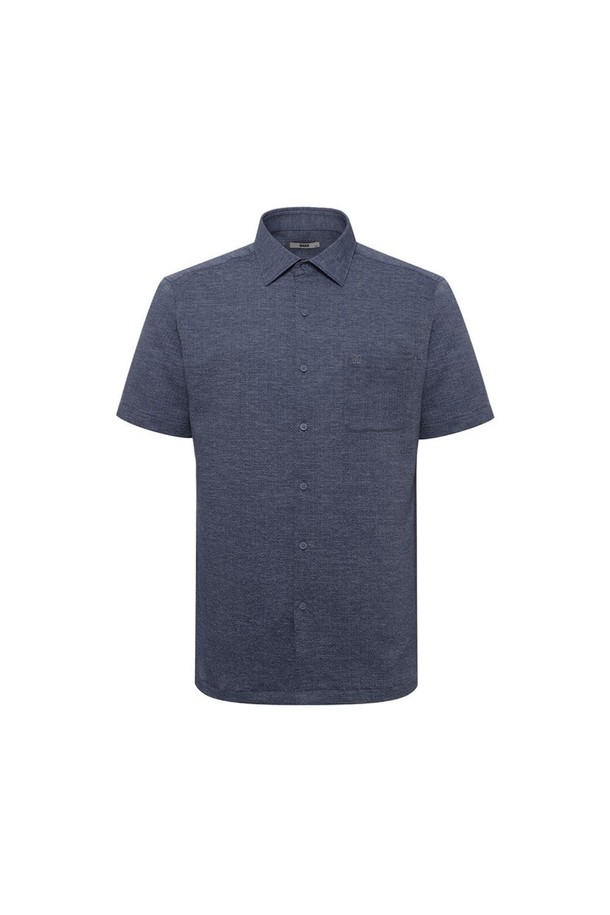 DAKS SHIRTS - 셔츠 - 폴리혼방 솔리드 패턴 캐주얼 반팔셔츠 네이비