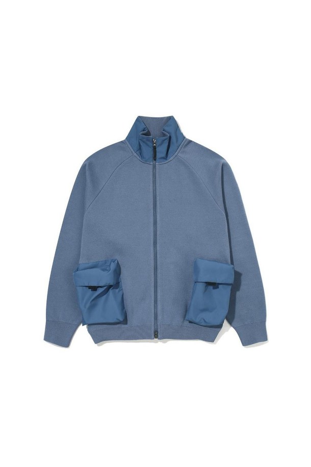 BOBCAT - 스웨터 - HIGH NECK POCKET CARDIGAN - BLUE