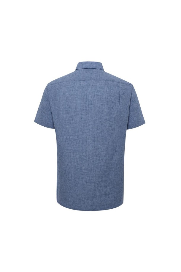 DAKS SHIRTS - 셔츠 - 린넨혼방 써커 캐주얼 반팔셔츠 레귤러핏 블루
