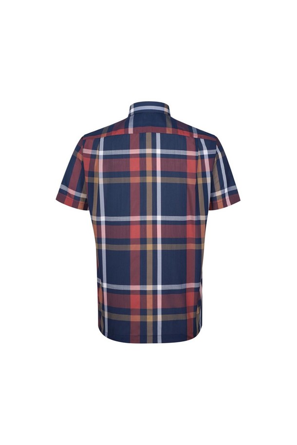 DAKS SHIRTS - 반팔셔츠 - [닥스셔츠] 울폴리 미디움 체크 캐주얼 반팔셔츠 레귤러핏 네이비 (DKS3SHCS724N1)