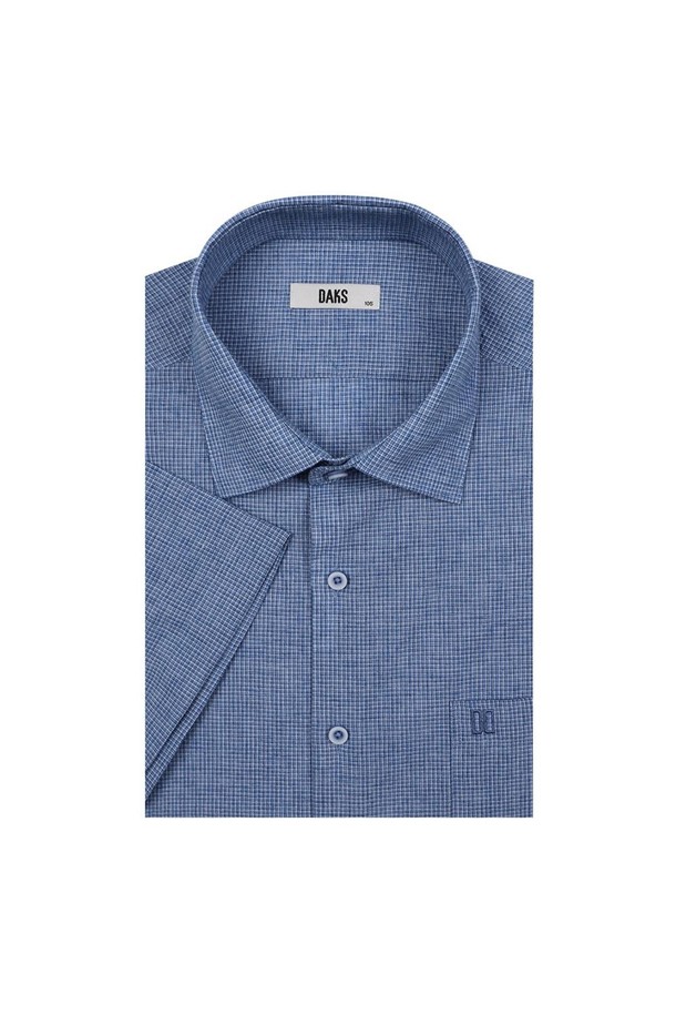 DAKS SHIRTS - 셔츠 - 린넨혼방 써커 캐주얼 반팔셔츠 레귤러핏 블루