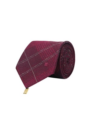 실크혼방 체크 넥타이 레드
