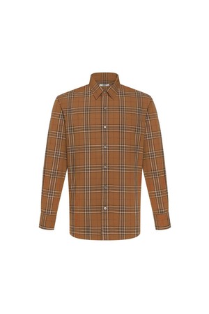 코튼100 미디움체크 캐주얼 세미오버핏 셔츠