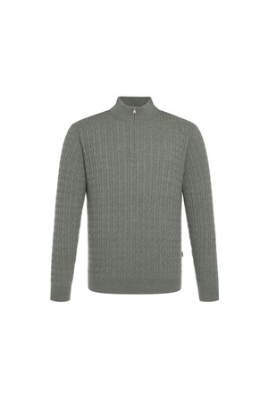 울혼방 케이블 하프집업 니트