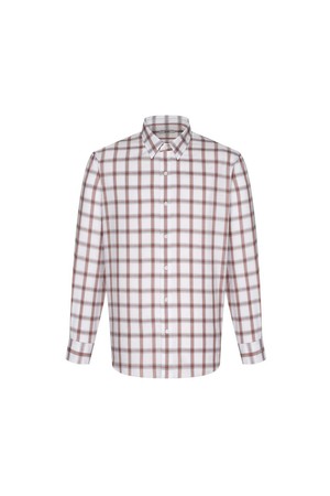 폴리혼방 이지케어 미디움체크 세미오버핏 셔츠