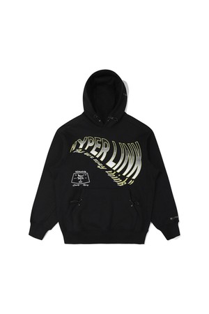 WAVY HYPER LINK GRAPHIC HOODIE - BLACK