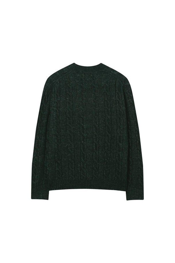 **투톤 케이블 가디건 그린**

가을, 겨울 시즌에 어울리는 투톤 컬러 디자인의 케이블 가디건입니다. 부드러운 모(wool)와 면 혼방 소재로 제작되어 포근한 착용감을 선사합니다. 클래식, 캐주얼, 미니멀 스타일을 모두 소화할 수 있으며, 니트 단추 디테일이 돋보입니다. 루즈핏으로 편안하게 착용 가능하며, 겨울 데일리룩, 카페룩, 데이트룩 등 다양한 TPO에 활용하기 좋습니다. 긴 소매 기장으로 보온성을 높였습니다.
