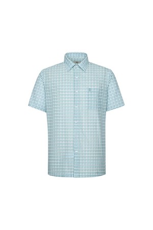 시어서커 스몰체크 캐주얼 반팔셔츠