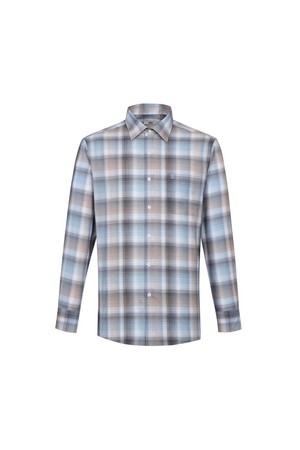 울혼방 미디움체크 캐주얼 셔츠