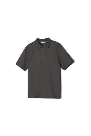 쿨터치 립변형 카라 티셔츠 차콜그레이