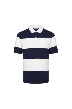 스트라이프 반팔 카라니트