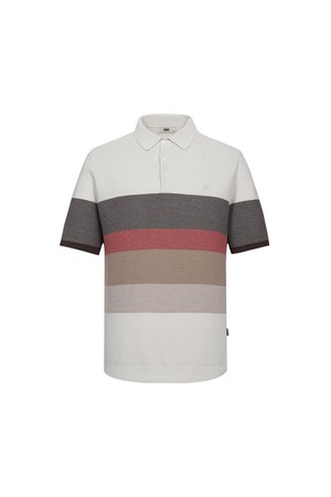 컬러 블럭 반팔 카라 니트