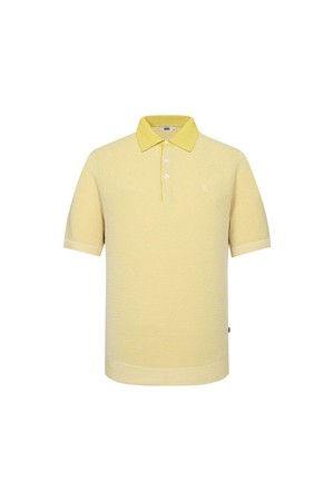 투톤 자카드 반팔 카라 니트