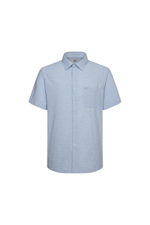 린넨혼방 마이크로체크 스트레치 반팔셔츠