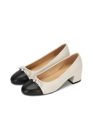 포멜 레더 보우 펌프스 Ivory 4.5cm