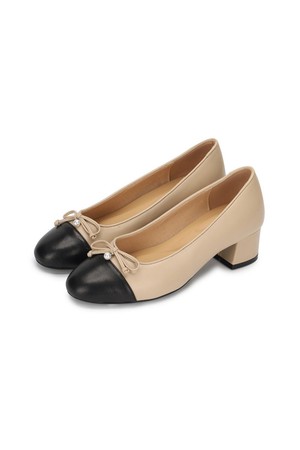 포멜 레더 보우 펌프스 Beige 4.5cm