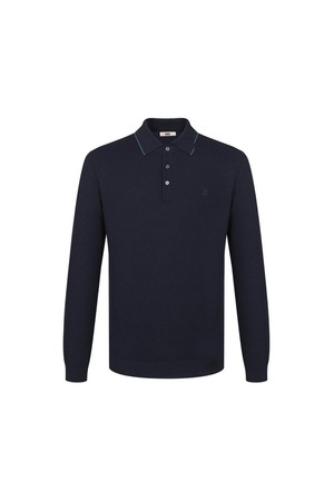 비스코스 혼방 카라니트 네이비