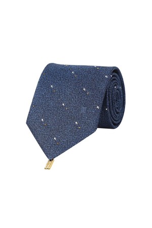 사선 모티브 큐빅 올오버 넥타이 네이비