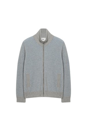 하이넥 투톤 집업 블루