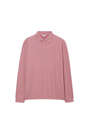 레이온 혼방 기모 카라 티셔츠 핑크