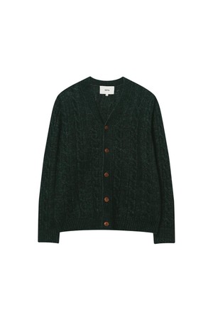 투톤 케이블 가디건 그린