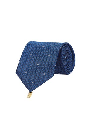 실크혼방 올오버 로고 넥타이 블루