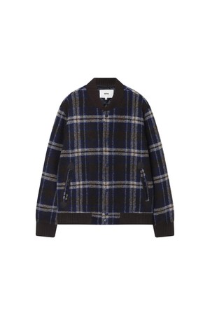 방모 체크 패턴 블루종 네이비