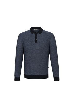 울100 톤온톤 배색 카라니트