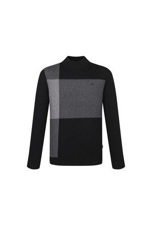 울혼방 빅체크 하프터틀넥 니트