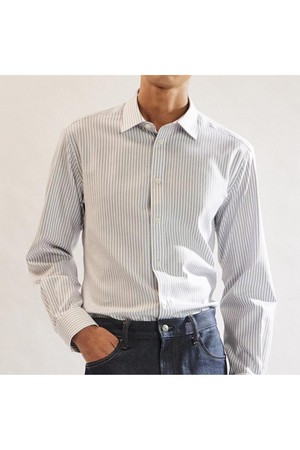 면혼방 스트라이프 스트레치 드레스셔츠 레귤러핏