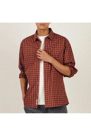 면100 스몰 체크 캐주얼 셔츠 레귤러핏