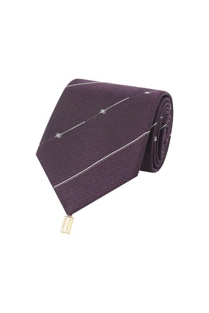 실크혼방 사선 스트라이프 올오버 넥타이