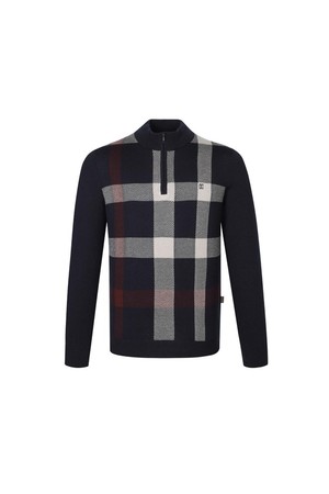 울혼방 멀티체크 하프집업