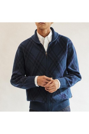 울혼방 숄카라 체크 풀집업