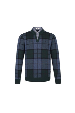 울100 셔츠레이어드 체크 스웨터