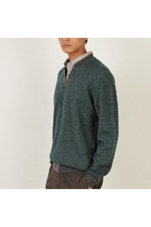 울100 자카드 셔츠레이어드 스웨터