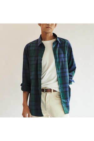 폴리혼방 이지케어 미디움체크 셔츠 레귤러핏