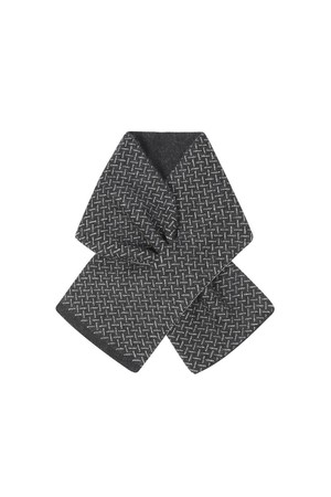 캐시미어 100 쁘띠 트임홀 화이트모티브 머플러 블랙