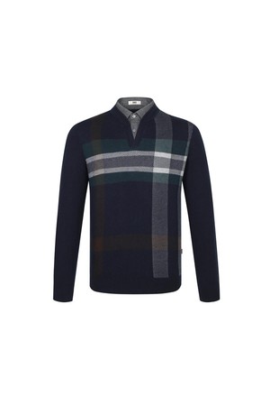 울혼방 빅체크 셔츠레이어드 스웨터_DKW3SWRL410N1