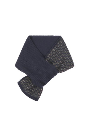 캐시미어 100 쁘띠 터널홀 사선스트라이프 머플러 네이비
